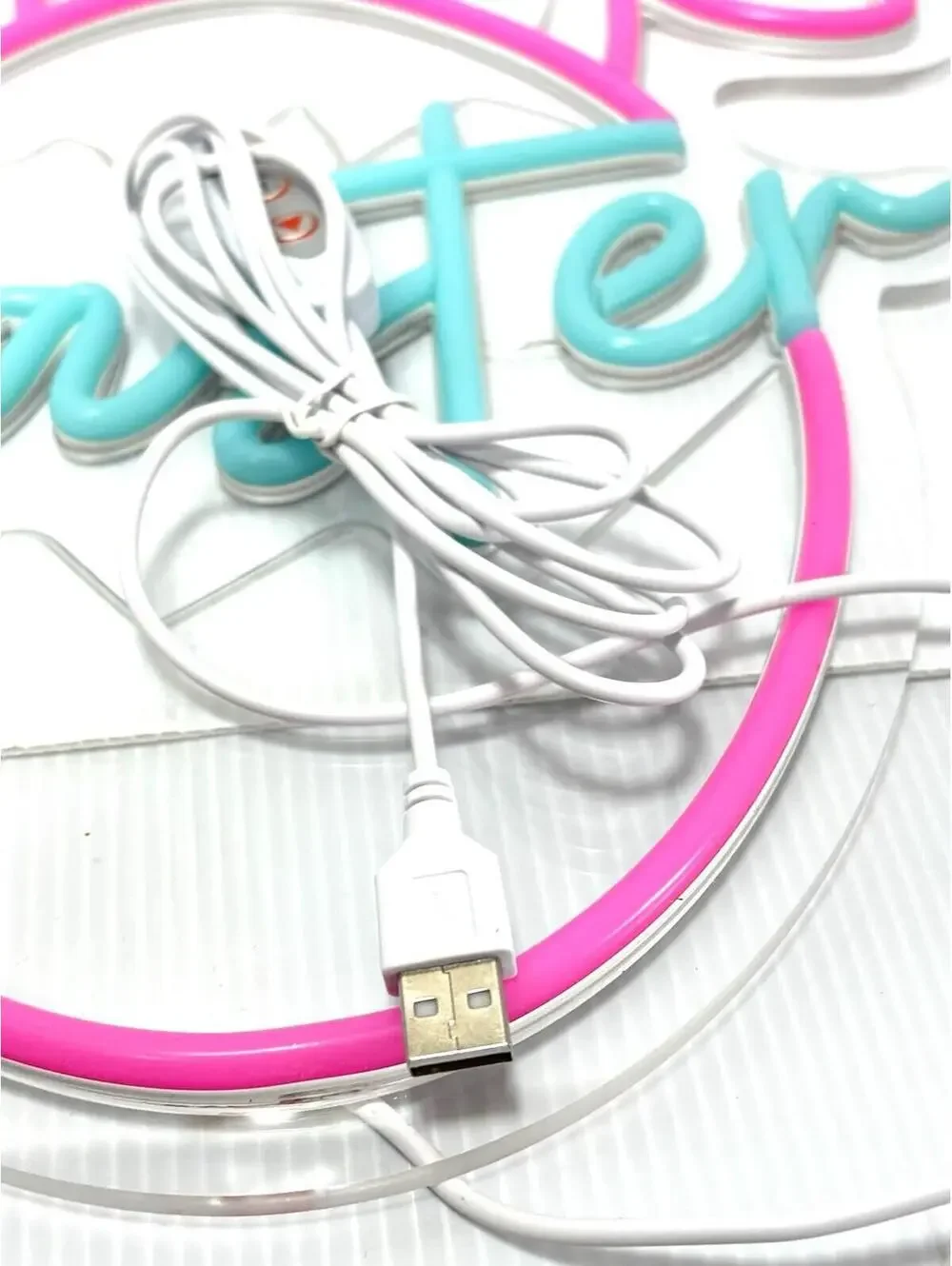 Easter Egg Bunny LED Neon Sign Wall Light USB Powered Holiday Decor Pink Blue